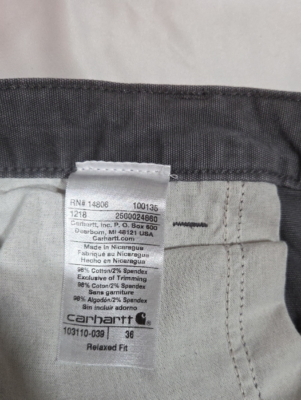 Carhartt Relaxed Fit Gray Mens Cargo Shorts Size 36 - Picture 10 of 12